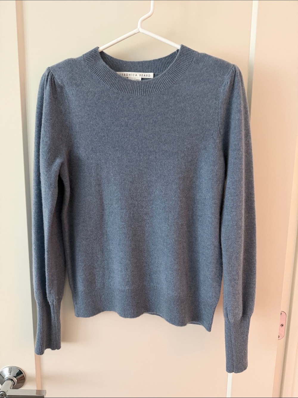 Veronica Beard Dusty Blue Crewneck 100% Cashmere Sweater